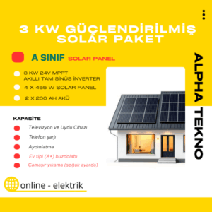 3kW Güçlendirilmiş Solar Enerji Bağ Evi Paketi
