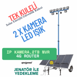 2 Kameralı ve Led Işıklı Solar Güvenlik Kulesi