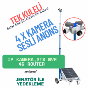 4 Kameralı ve Sesli Anonslu Solar Güvenlik Kulesi