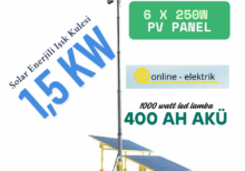 1,5 KW Solar Enerjili Işık Kulesi